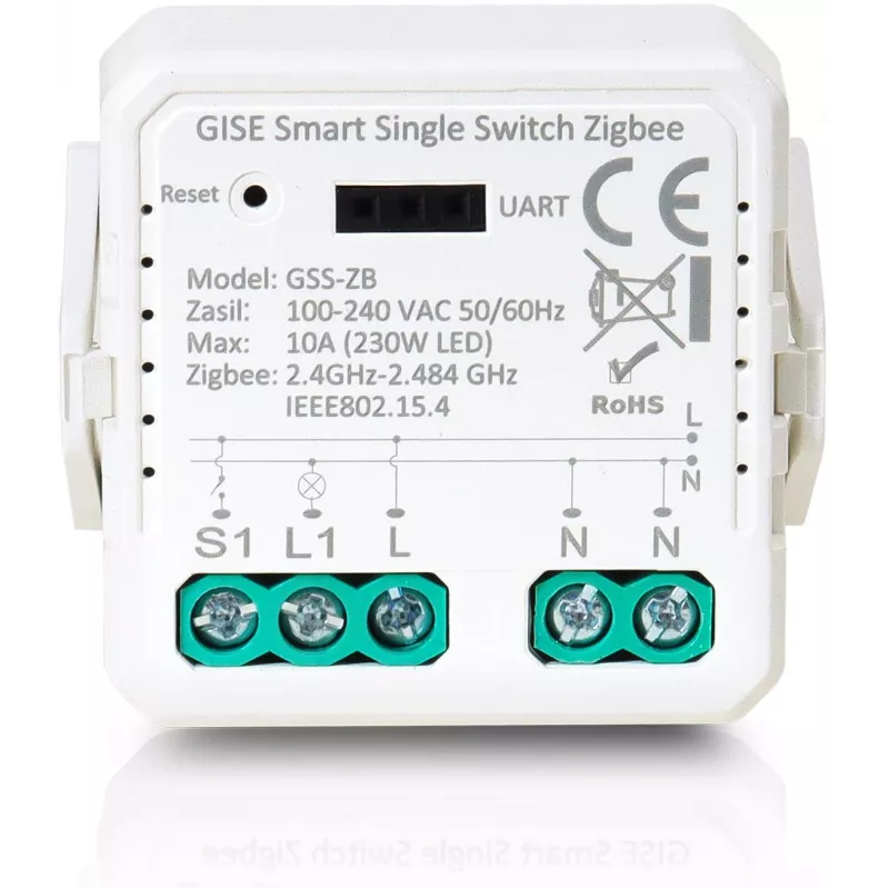 GISE έξυπνη μονή μονάδα ρελέ (χωρίς ουδέτερο) Zigbee Tuya GSS-ZB-NN