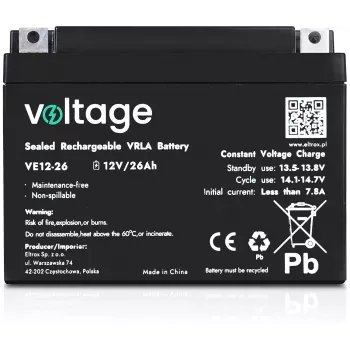 VOLTAGE μπαταρία AGM 12V 26Ah VE12-26 (διάρκεια ζωής 6-9 έτη)