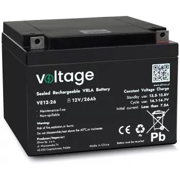 VOLTAGE μπαταρία AGM 12V 26Ah VE12-26 (διάρκεια ζωής 6-9 έτη)