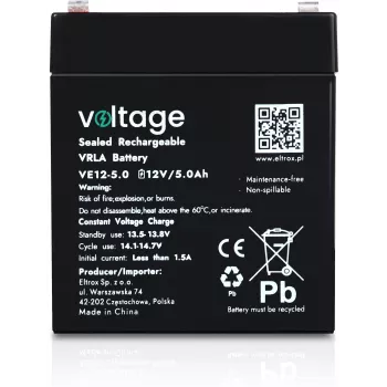 Voltage μπαταρία AGM 12V 5Ah VE12-5.0 (διάρκεια ζωής 6-9 έτη)