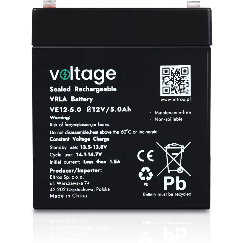 Voltage μπαταρία AGM 12V 5Ah VE12-5.0 (διάρκεια ζωής 6-9 έτη)