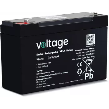 VOLTAGE μπαταρία AGM 6V 12Ah VE6-12 (διάρκεια ζωής 6-9 έτη)
