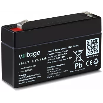μπαταρία AGM Voltage 6V 1,2Ah VE6-1.2 (διάρκεια ζωής 6-9 έτη)