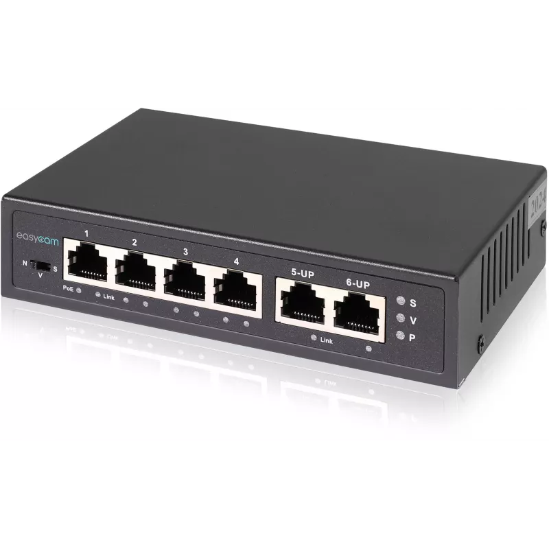 EasyCam EC-POE-SW42 Switch PoE 6 Θυρών (4 PoE + 2 Uplink) 60W