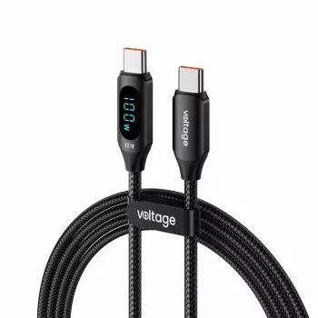 Καλώδιο USB-C σε USB-C Voltage PowerDisplay 100W PD 1m Μαύρο
