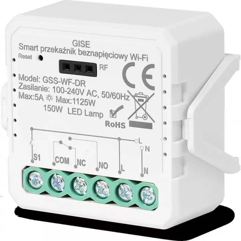 GISE Smart Module Μονό Ρελέ Χωρίς Δυναμικό WiFi Tuya GSS-WF-DR