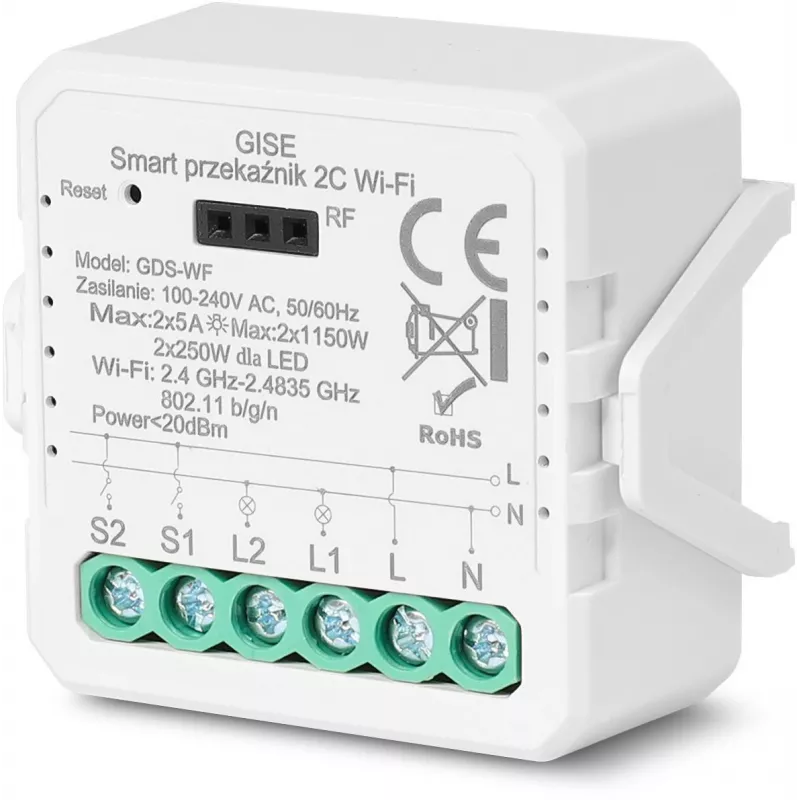 GISE Smart Module Διπλού Ρελέ WiFi Tuya GDS-WF
