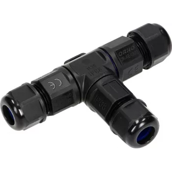 ORNO OR-AE-13602 Σύνδεσμος T IP68, 3x4mm², 450V/25A, Μαύρο