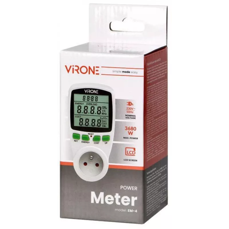 VIRONE EM-4 Μετρητής watt και υπολογιστής ενέργειας ενός τιμολογίου