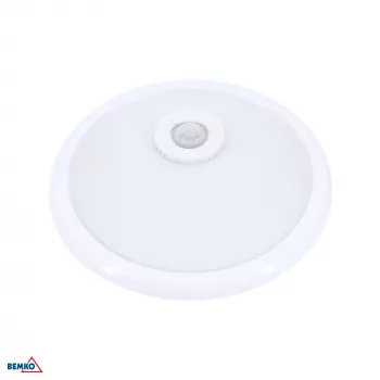 BEMKO TAZAN Φωτιστικό οροφής με αισθητήρα PIR 2x40W E27 IP20 Γυαλί+Ατσάλι+Πλαστικό Λευκό