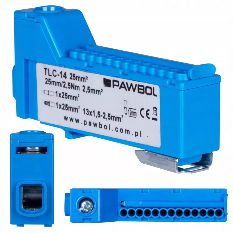 PAWBOL LZB E.4136N Κλέμα σειράς χωρίς βίδες Μπλε 12-πολική 450V 24A