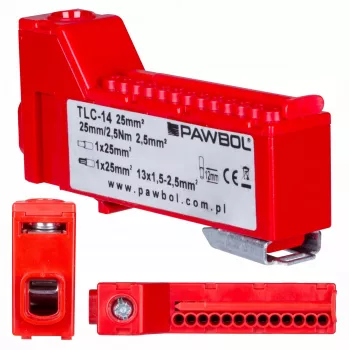 PAWBOL LZB E.4136CZ Κλέμα σειράς χωρίς βίδες 12-πολική Κόκκινο 450V 24A