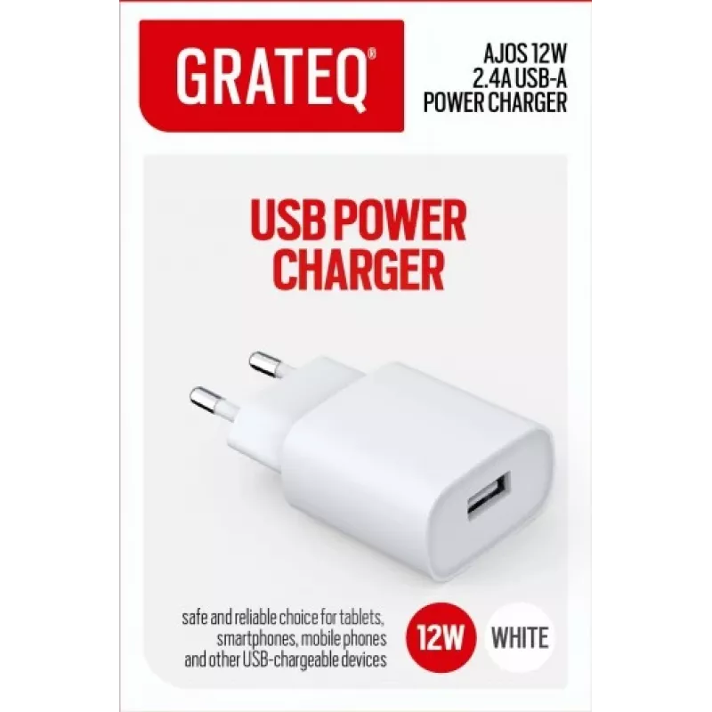 GRATEQ AJOS Φορτιστής USB-A 12W Λευκό