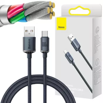 Baseus Crystal Shine Καλώδιο USB-A σε USB-C 1,2m 100W 6A QC 3.0 Πλεκτό νάιλον Μαύρο