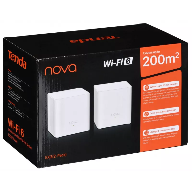 Tenda EX3 (2 τεμ.) Dual-Band Wi-Fi 6 Mesh σύστημα AX1500 Λευκό