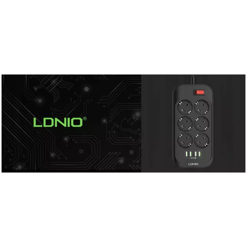 LDNIO SE6403 Πολύπριζο, 6 πρίζες + 4 USB
