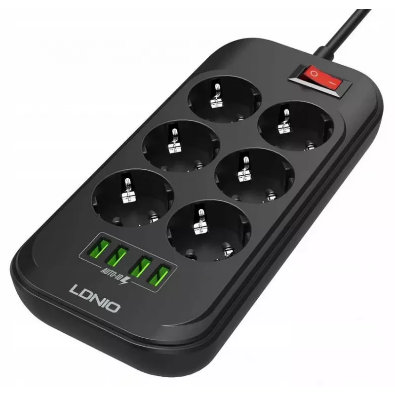 LDNIO SE6403 Πολύπριζο, 6 πρίζες + 4 USB