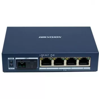 Hikvision DS-3D504TP-A Unmanaged Industrial PoE Switch, 4 Θύρες PoE+, 1 SFP Uplink, 60W Budget