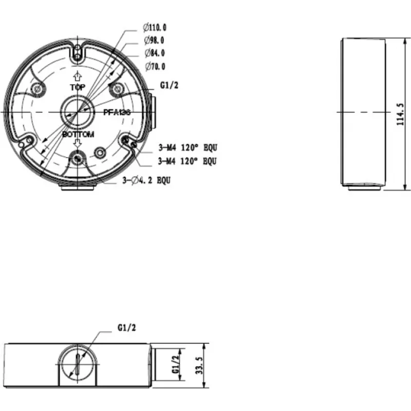 Dahua PFA136 βάση στήριξης κουτιού σύνδεσης για dome κάμερες, λευκό, IP66