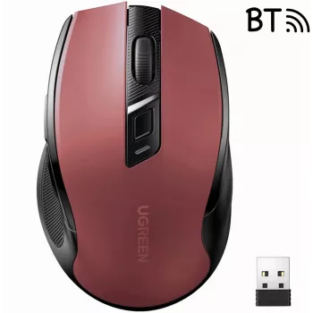 UGREEN MU006 ασύρματο οπτικό ποντίκι 2.4GHz / Bluetooth 5.0 4000 DPI - κόκκινο