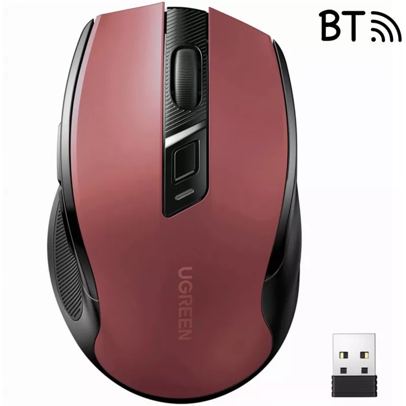 UGREEN MU006 ασύρματο οπτικό ποντίκι 2.4GHz / Bluetooth 5.0 4000 DPI - κόκκινο