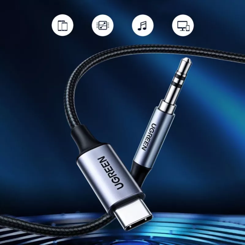 UGREEN AUX Stereo Καλώδιο ήχου 3,5mm Mini jack σε USB Type-C 1m μαύρο (CM450 20192)