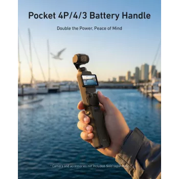 TELESIN 5000mAh Λαβή μπαταρίας powerbank για DJI Osmo Pocket 3 / 4, USB-C, μαύρη