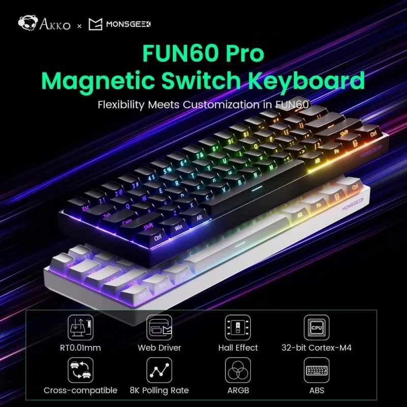 Akko FUN60 PRO μηχανικό πληκτρολόγιο USB-C μαύρο 61 πλήκτρα