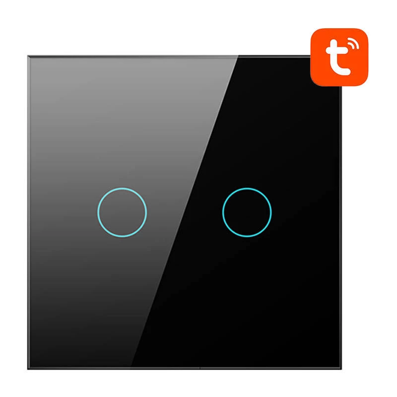 AVATTO TS02-EU-B2 έξυπνος διακόπτης φωτισμού WiFi 2 απλός μαύρος