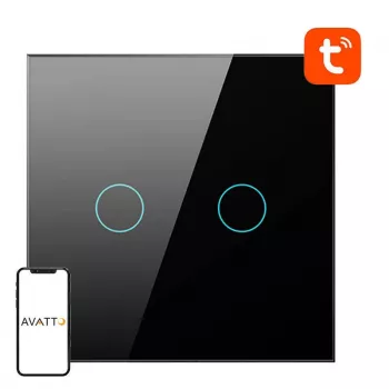 AVATTO TS02-EU-B2 έξυπνος διακόπτης φωτισμού WiFi 2 απλός μαύρος