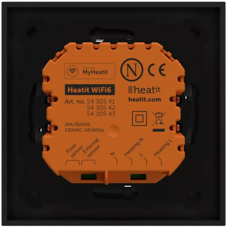HEATIT WiFi6 Black Matt Θερμοστάτης Wi-Fi 3600W 16A