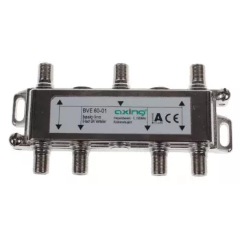 AXING AX BVE 6-01 Διανομέας TV/SAT 6 Θέσεων, 75 Ohm, Υποδοχή F, Χυτό Ψευδάργυρος, Μαύρο