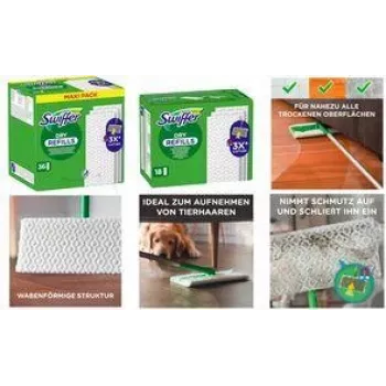Swiffer Dry Floor Wipes Ανταλλακτικό πακέτο, 72 τεμ., Παγιδεύει 3x περισσότερη σκόνη, βρωμιά & τρίχες