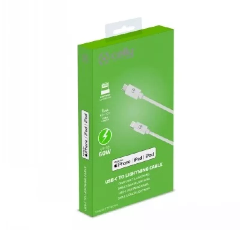 CELLY καλώδιο Lightning σε USB-C 60W - 1,2m λευκό MFi πιστοποιημένο