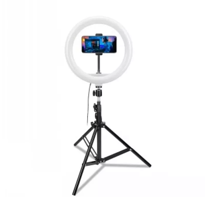 CELLY Ring Professional τρίποδο με φως - 160 cm, LED ring light 10 ιντσών, τροφοδοσία USB, μαύρο