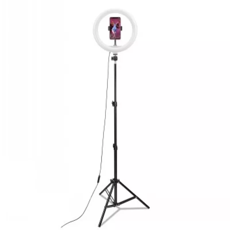 CELLY Ring Professional τρίποδο με φως - 160 cm, LED ring light 10 ιντσών, τροφοδοσία USB, μαύρο