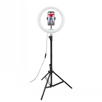 CELLY Ring Professional τρίποδο με φως - 160 cm, LED ring light 10 ιντσών, τροφοδοσία USB, μαύρο