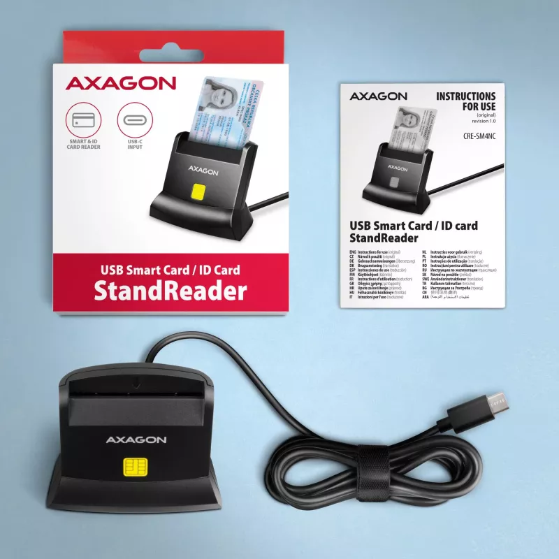 AXAGON CRE-SM4NC USB-C Επιτραπέζιος Αναγνώστης Smart Card - Μαύρο