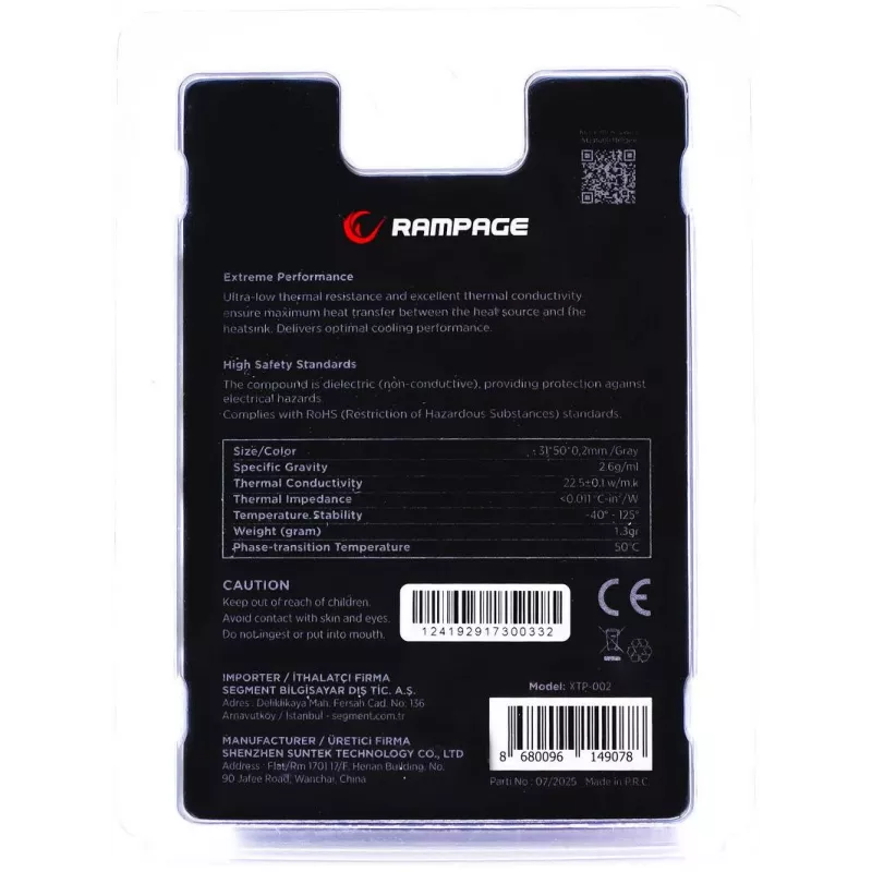 Rampage Termopad XTP-002 Θερμοαγώγιμο Pad 31×50×0,2mm PTM