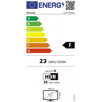 Samsung LS27H700EAUXEN Οθόνη 27 ιντσών ViewFinity S7 S70H, UHD 3840x2160, 16:9, 300 cd/m², 5 ms, HDMI, USB, DP