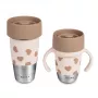 Beaba Mini & Me BigLove Σετ ανοξείδωτων ποτηριών για μητέρα και παιδί 360° ποτήρι εκπαίδευσης 2 τεμ.