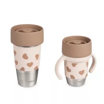 Beaba Mini & Me BigLove Σετ ανοξείδωτων ποτηριών για μητέρα και παιδί 360° ποτήρι εκπαίδευσης 2 τεμ.
