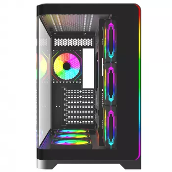 Rampage LYRON Mid Tower Gaming Κουτί PC, 7x ARGB PWM Ανεμιστήρες, Tempered Glass, Μαύρο