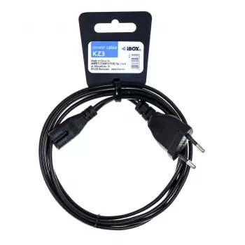 iBox KZ3 Καλώδιο τροφοδοσίας, Euro 2-Pin σε IEC C7 (Figure-8), Μαύρο