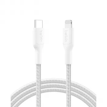 Belkin BOOSTCHARGE Πλεκτό Καλώδιο USB-C σε Lightning 2m Λευκό