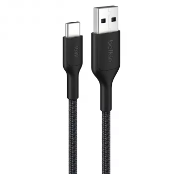 Belkin BOOSTCHARGE πλεκτό καλώδιο USB-C σε USB-A 2m Μαύρο