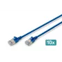 DIGITUS CAT 6A F-FTP Slim patch καλώδιο, 0,5 m, μπλε, συσκευασία 10 τεμ.