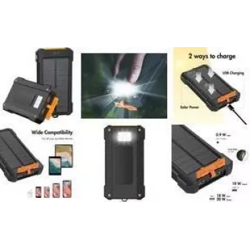 LogiLink Solar Power Bank 10000 mAh, 20 W, μαύρο/πορτοκαλί