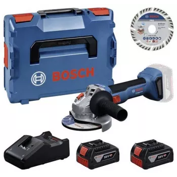 Bosch Professional GWS 18V-11 S επαναφορτιζόμενος γωνιακός τροχός σετ με 2x 4,0Ah μπαταρίες, φορτιστή και L-BOXX