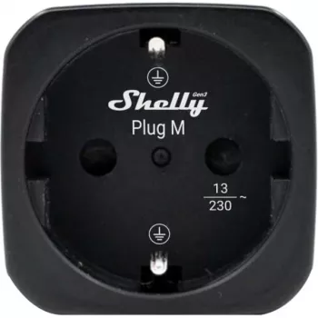 Shelly Plug M Gen3 Μαύρο Έξυπνο Πριζάκι με Παρακολούθηση Ενέργειας, 13A, Wi-Fi & Bluetooth